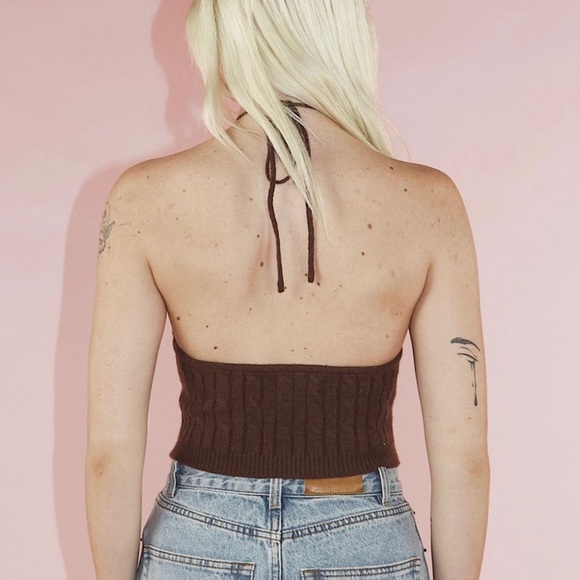 Cable Knit Halter Tie Tank - Picture 2 of 7